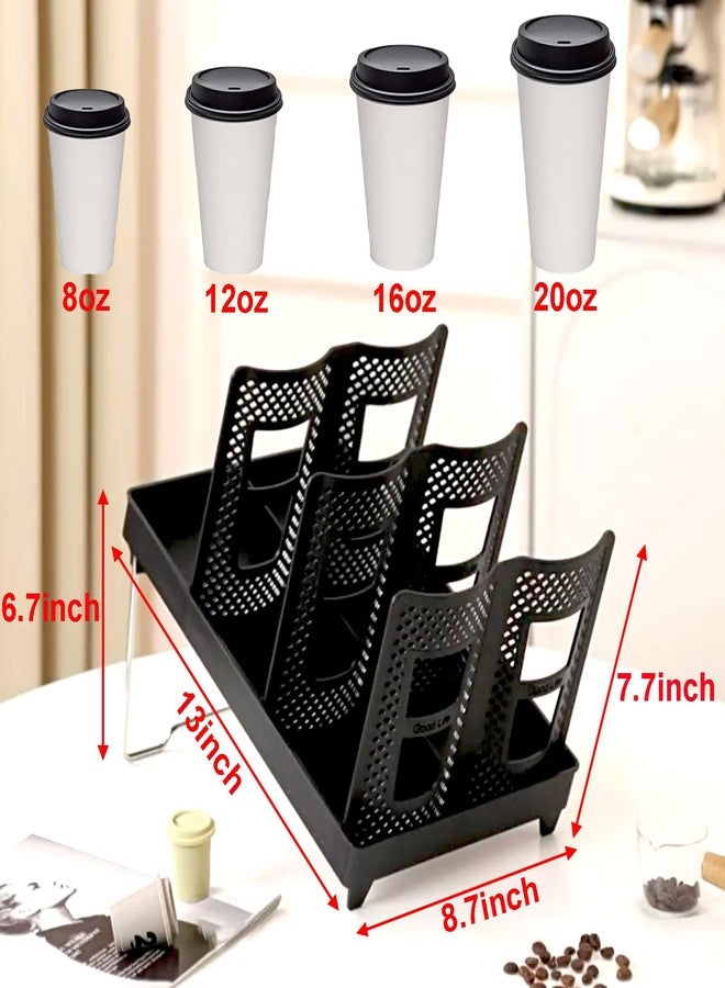 River-CJ 6 Slots Cup and Lid Holder, Disposable Paper Cup Dispenser with Stand, Coffee Cup and Lid Storage Organizer for Coffee Station Bar Office Home Countertop Breakroom Restaurant - Image 5